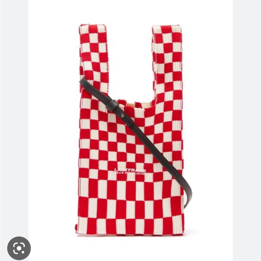 LASTFRAME Ichimatsu Red and White Check Tote